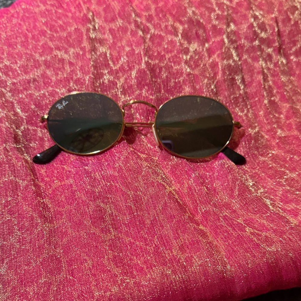 Ray-Ban Gold Frame Black Lens Oval Sunglasses
